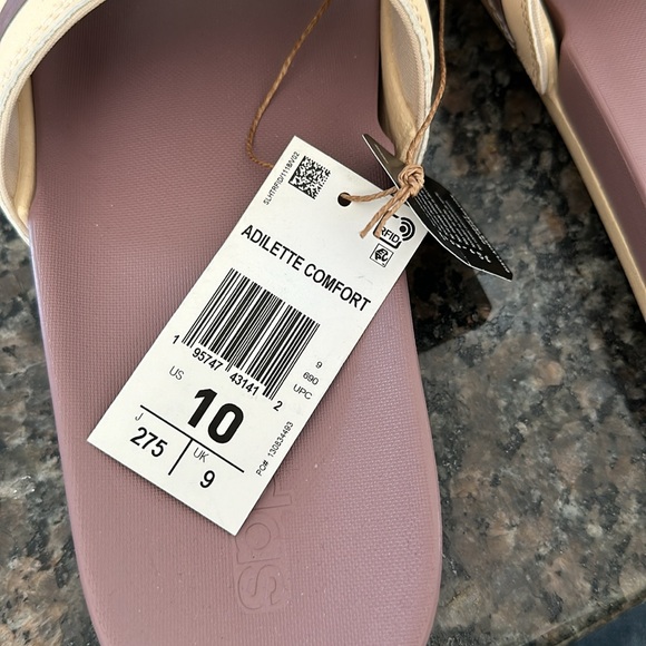 Adidas Adilette Comfort Slide Sandals H03621 Mauve & Cream US 10 Slip On New - Picture 2 of 6